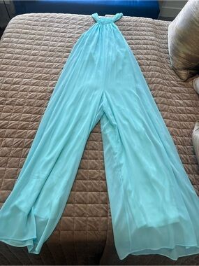 Light Aqua Wide-Leg Jumpsuit
